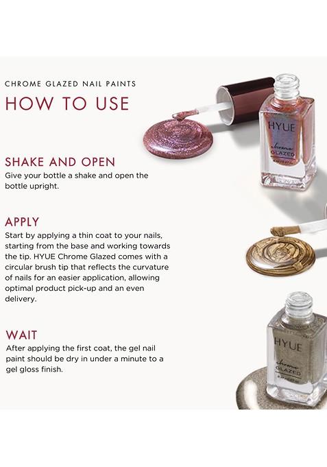 Hyue Chrome Glazed Nail Paint Icy Silver Quick Dry And Chip Resistant With Jojobal Oil