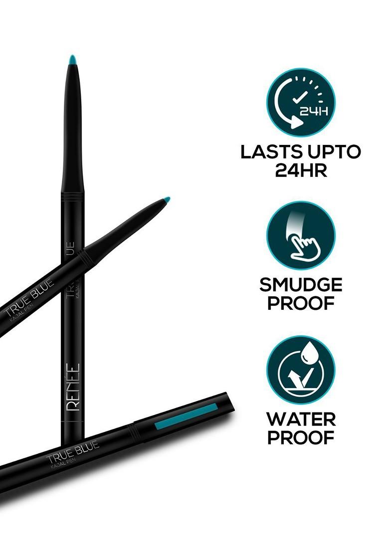 Renee Long Lasting Smudge Proof Kajal Pen With Sharpener 0 35G True Blue