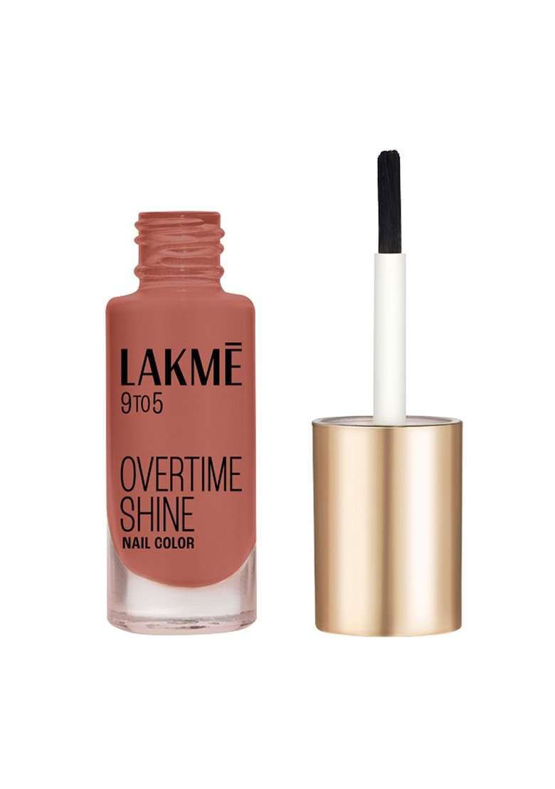 Lakme 9To5 Overtime Shine Glossy Long Lasting Quick Dry Nail Color 6Ml Brown Latte - Indya