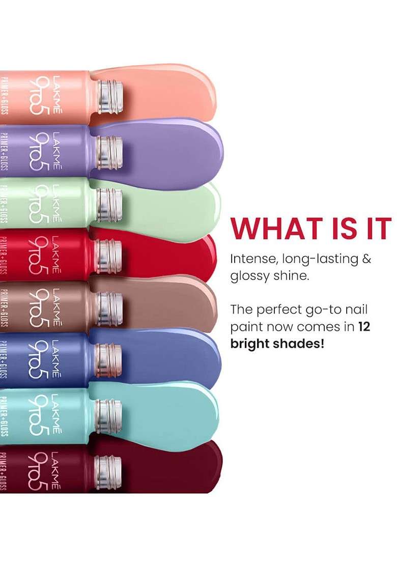 Lakme 9To5 Overtime Shine Glossy Long Lasting Quick Dry Nail Color 6Ml Brown Latte - Indya