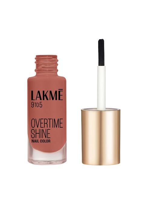 Lakme 9To5 Overtime Shine Glossy Long Lasting Quick Dry Nail Color 6Ml Brown Latte