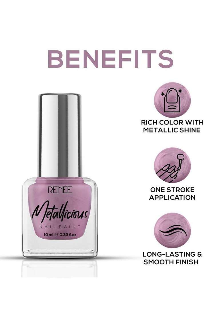 Renee Long Lasting Smooth Finish Metallicious Nail Paint 10Ml Tea Rose - Indya
