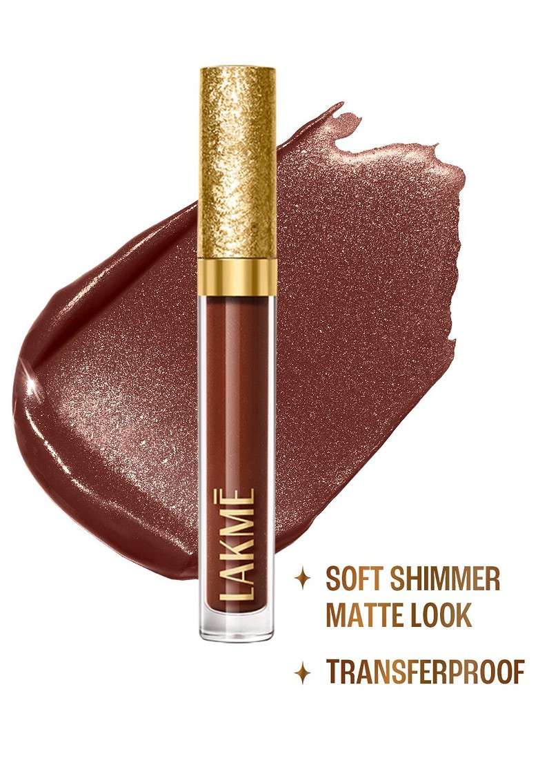 Lakme Be Jewel Shimmer Matte Finish Lip Liquid 3 5Ml Cocoa Glow 303 - Indya