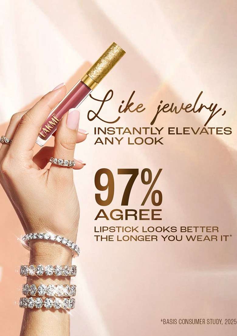 Lakme Be Jewel Shimmer Matte Finish Lip Liquid 3 5Ml Cocoa Glow 303 - Indya