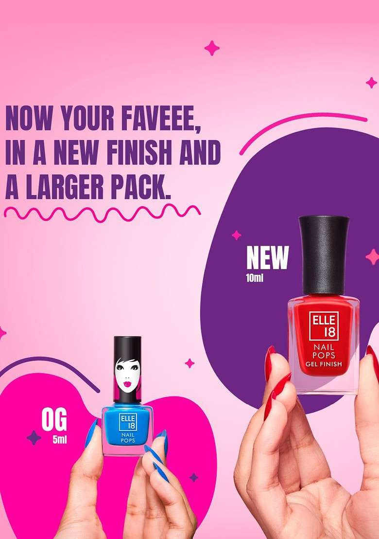 Elle 18 Gel Finish Long Lasting Chip Resistant Nail Pops 10Ml G18 - Indya