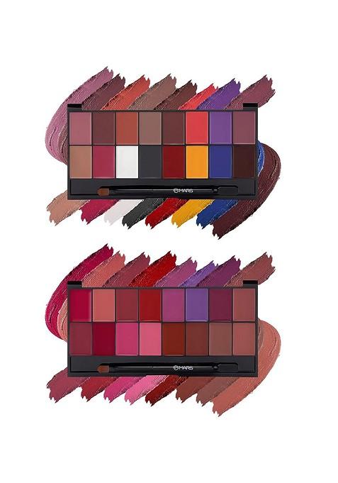 Mars Set Of 2 Hd Pigmented Matte 16 Colors Infinity Lipstick Palette Shades 01 02