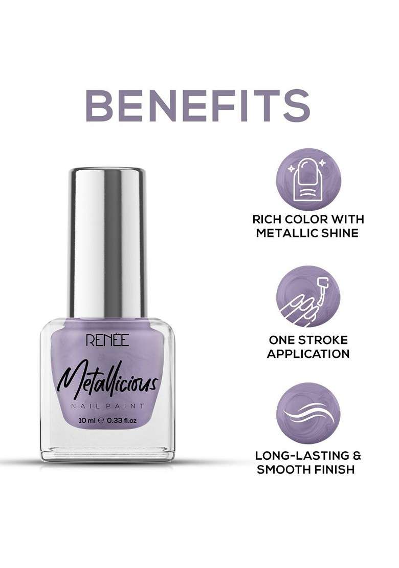 Renee Metallicious Long Lasting Nail Paint 10Ml Lilac Haze - Indya