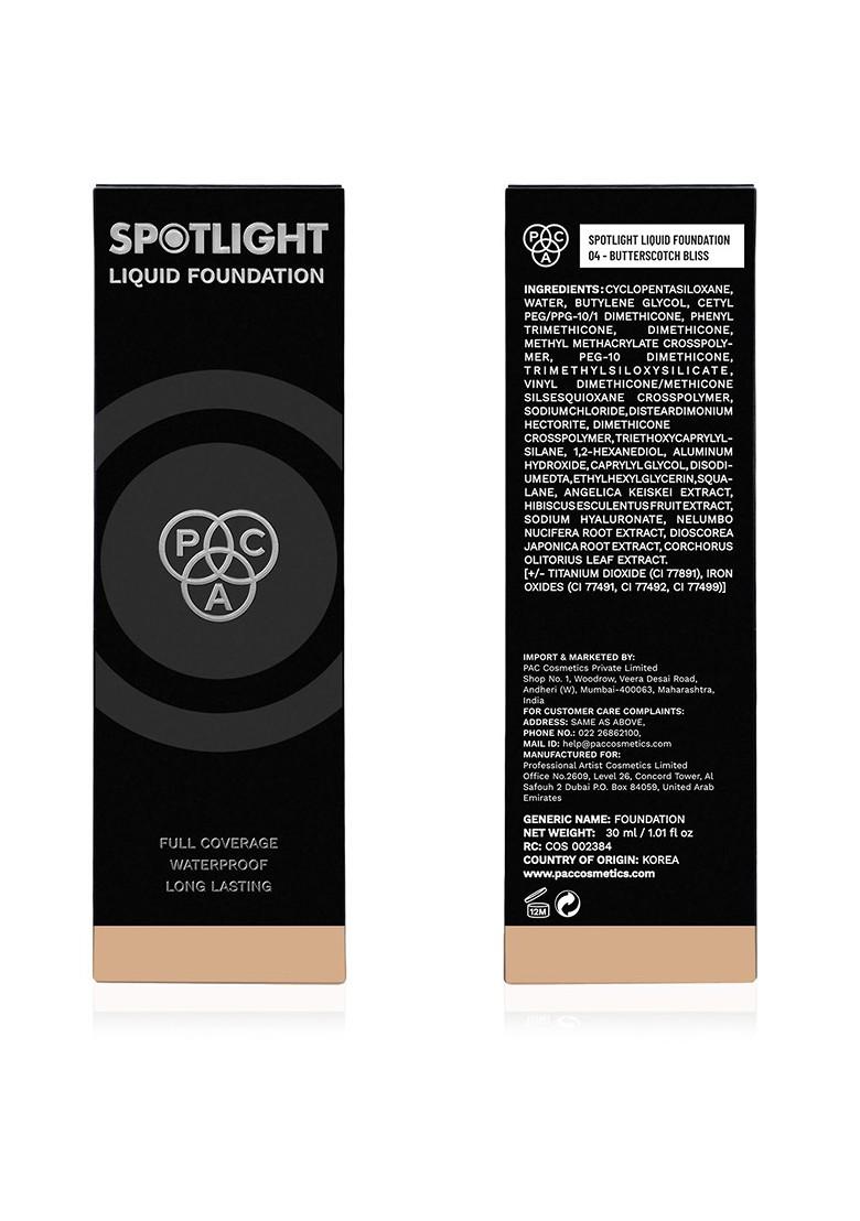 Pac Waterproof Long Lasting Spotlight Liquid Foundation 30Ml Butterscotch Bliss 04