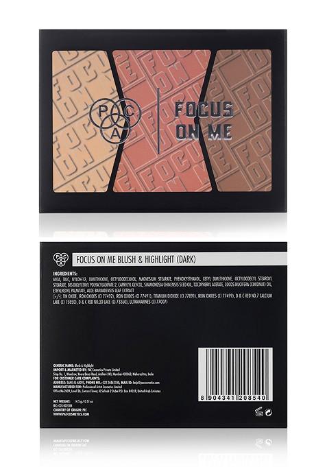 Pac Focus On Me High Pigmented 3 In 1 Blush Highlighter Palette Dark