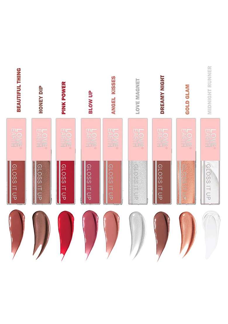 Love Earth Set Of 9 Gloss It Up Non Sticky Moisturizing Lip 3 Ml Each - Indya