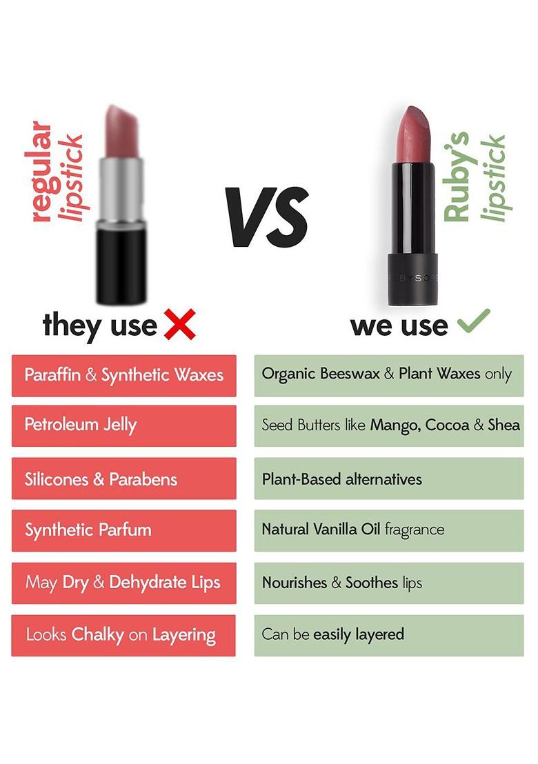 Ruby'S Organics Semi Matte Long Lasting Lipstick 3 7G Burgundy