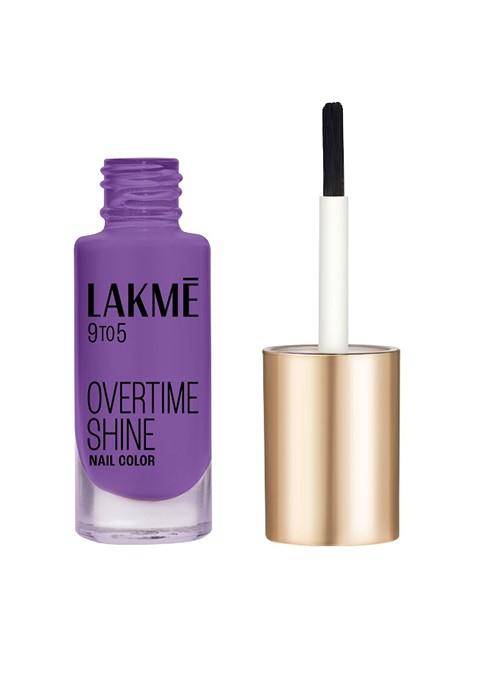 Lakme 9To5 Overtime Shine Glossy Long Lasting Quick Dry Nail Color 6Ml Purple Magic