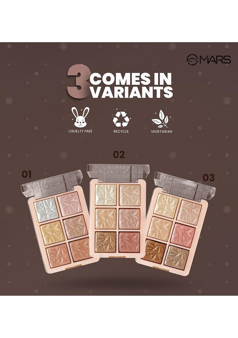 Mars Glowzilla Palette 3Pcs Long Lasting Illuminating Highlighters 12Gm Each Shade01 02 03