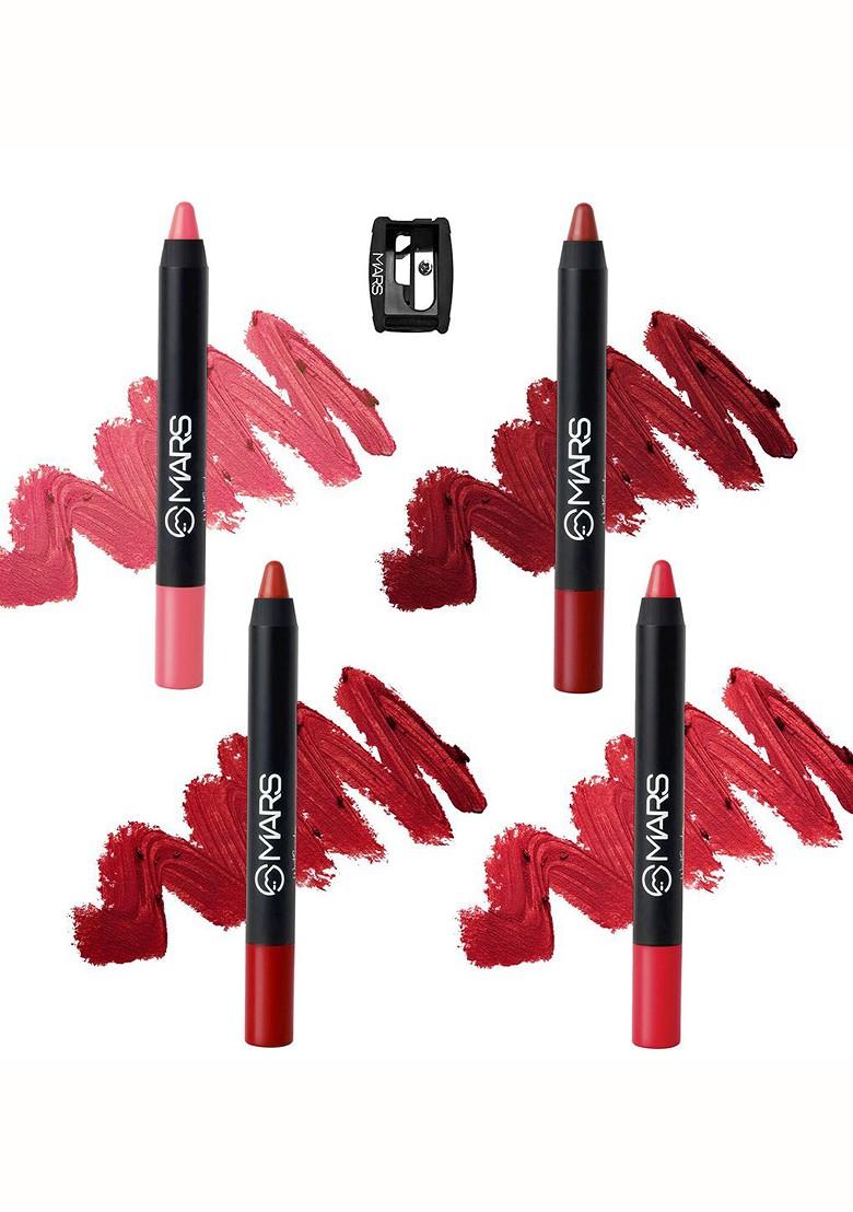 Mars Set Of 4 Long Lasting Smudge Proof Matte Lip Crayons 14Gm I Am Strong 01 Love Myself 02 No Filter 03 Beautiful 04