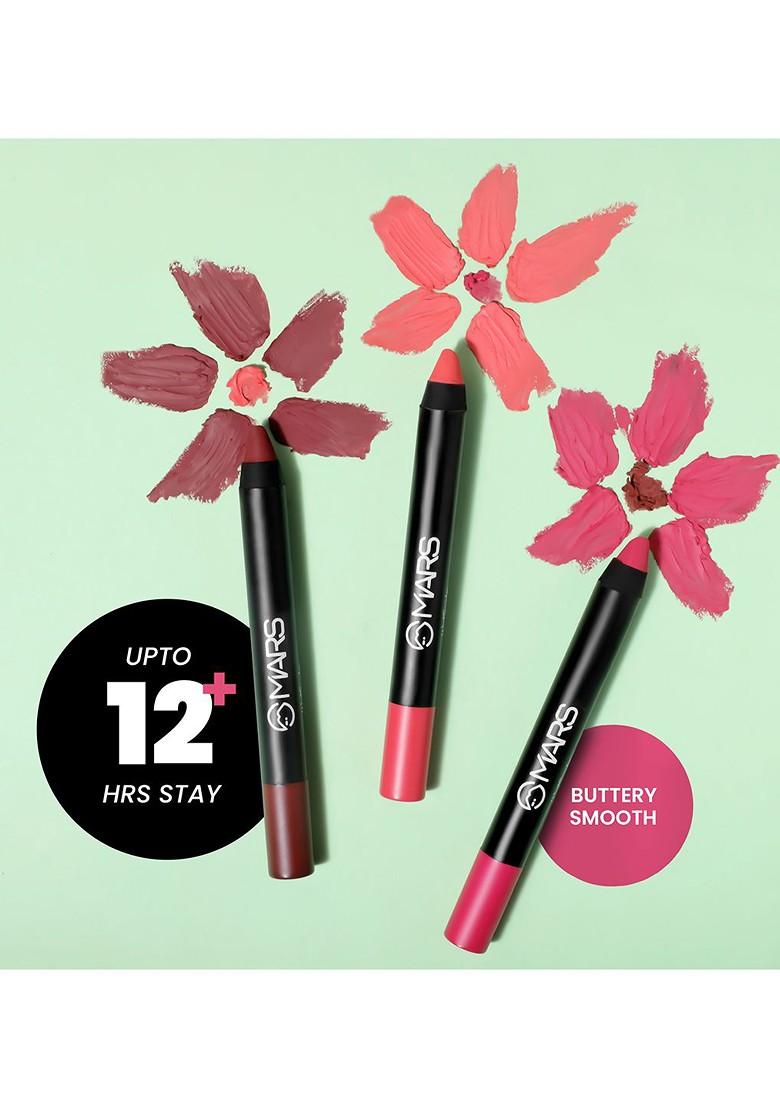 Mars Set Of 4 Long Lasting Smudge Proof Matte Lip Crayons 14Gm I Am Strong 01 Love Myself 02 No Filter 03 Beautiful 04