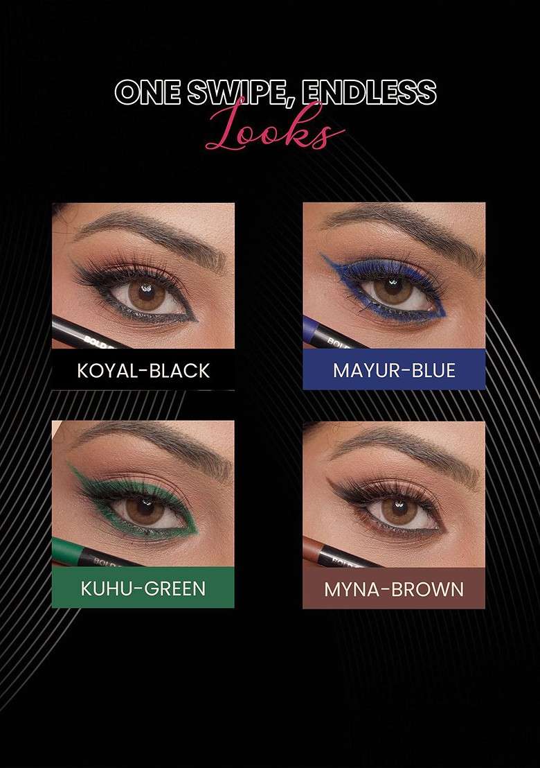 Parul Garg Set Of 4 Long Lasting Matte Kajal 0 3 G Each Kuhu Koyal Mayur Myna - Indya