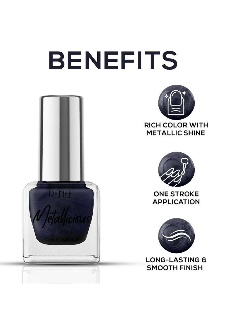 Renee Metallicious Long Lasting Nail Paint 10Ml Navy Nebula - Indya