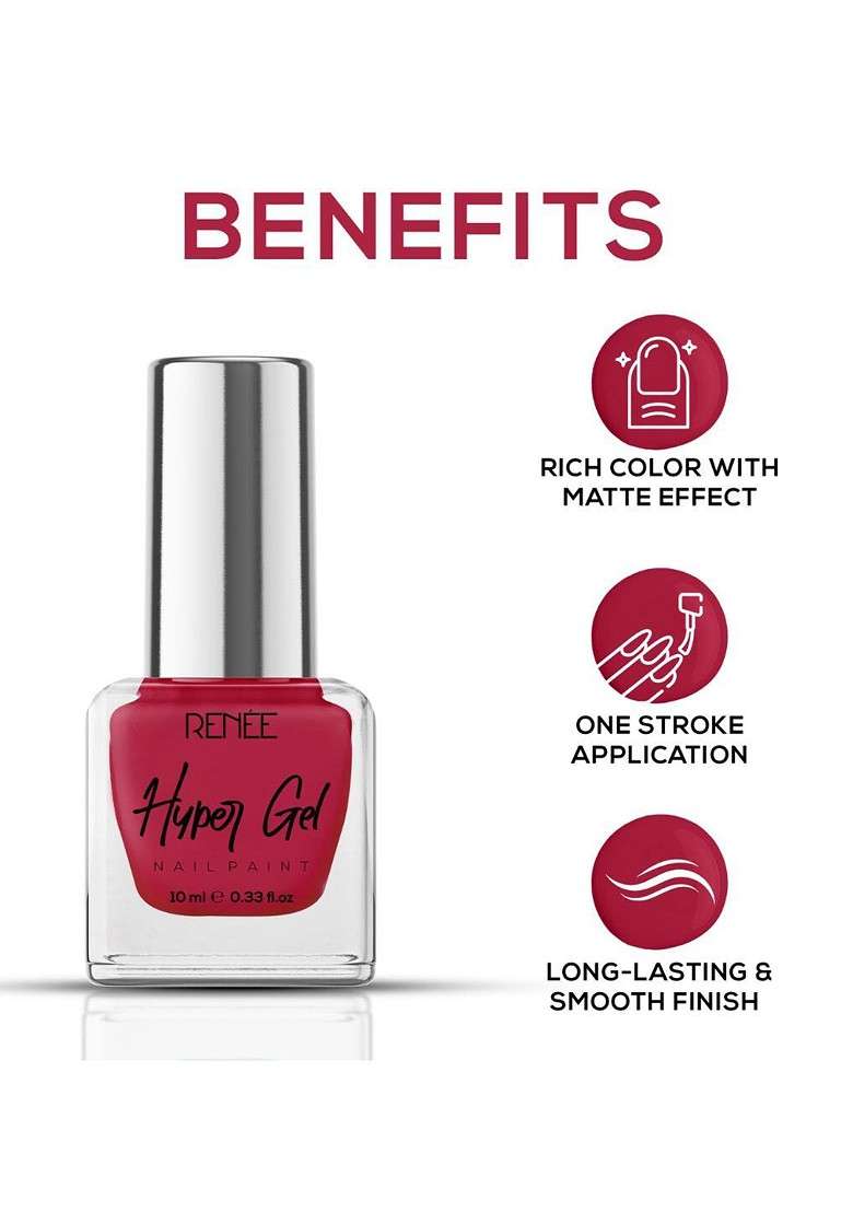 Renee Hyper Gel Long Lasting Nail Paint 10Ml Crimson Red - Indya
