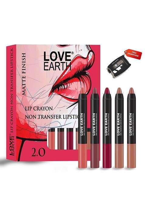 Love Earth Set Of 5 Non Transfer Crayon Lipstick 3 G Each
