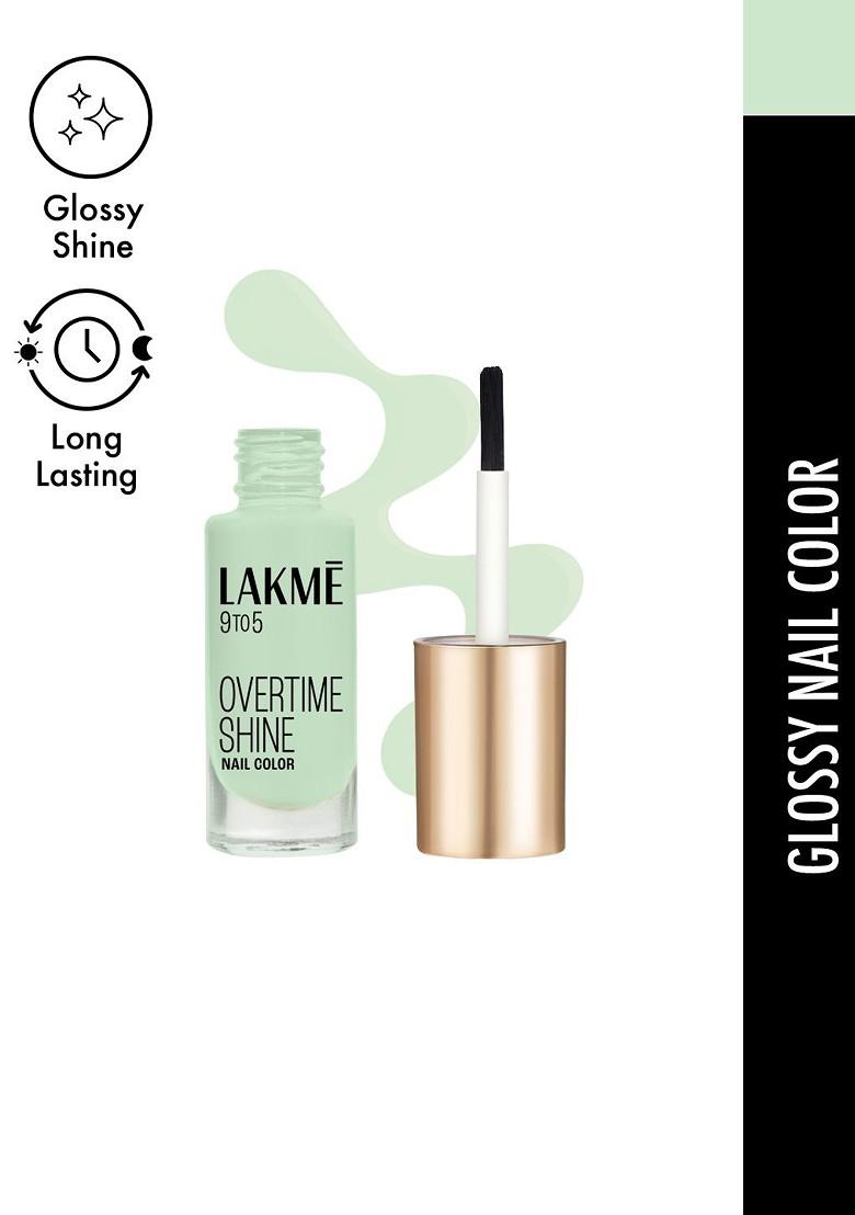 Lakme 9To5 Overtime Shine Glossy Long Lasting Quick Dry Nail Color 6Ml Minty Green
