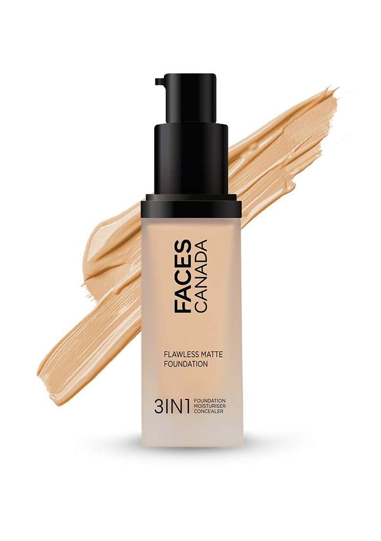 Faces Canada 3 In 1 Flawless Matte Foundation 30Ml Warm Natural 021 - Indya