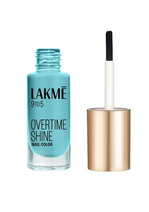 Lakme 9To5 Overtime Shine Glossy Long Lasting Quick Dry Nail Color 6Ml Sea Blue