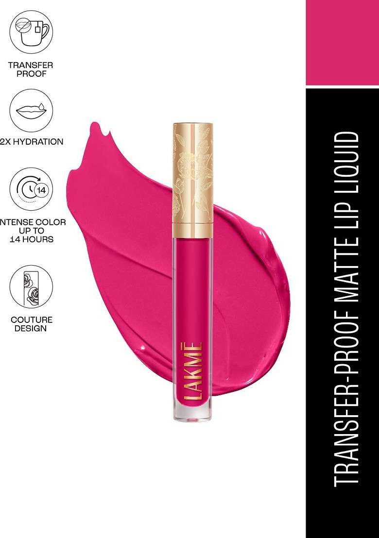 Lakme Rouge Bloom Hydrating Waterproof Matte Liquid Lipstick 3 5Ml Daring Dahlia 201 - Indya