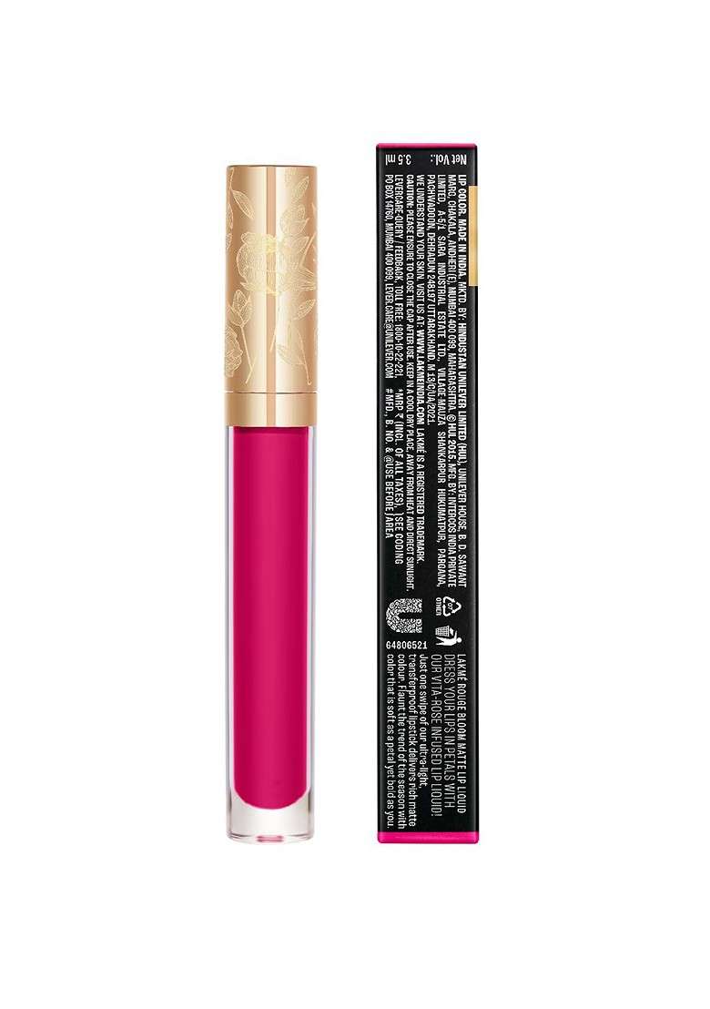Lakme Rouge Bloom Hydrating Waterproof Matte Liquid Lipstick 3 5Ml Daring Dahlia 201 - Indya