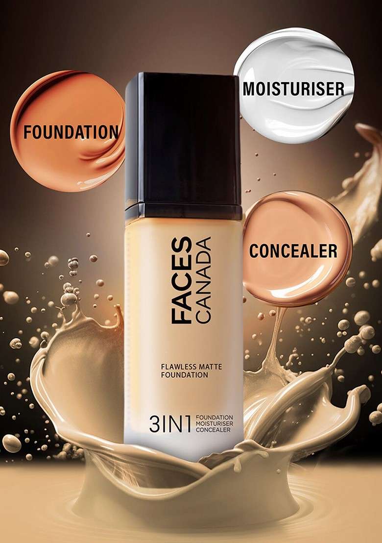 Faces Canada Flawless 12Hr Hydration Matte Foundation Medium Natural 022 - Indya