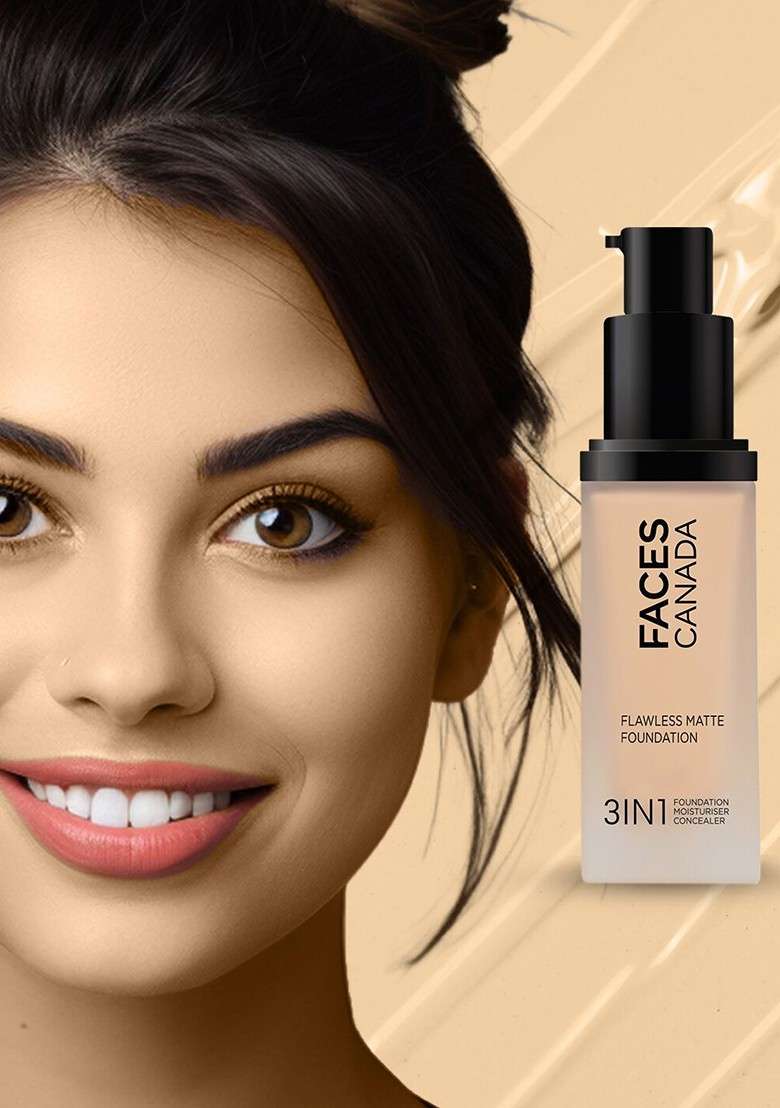 Faces Canada 3 In 1 Flawless Matte Foundation 30Ml Rich Ivory 013 - Indya