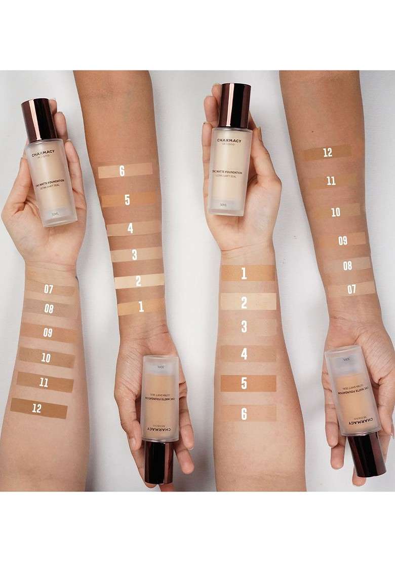 Charmacy Milano Ultra Shift Seal Hydrating Cmc Matte Foundation 30 Ml Shade 08 - Indya