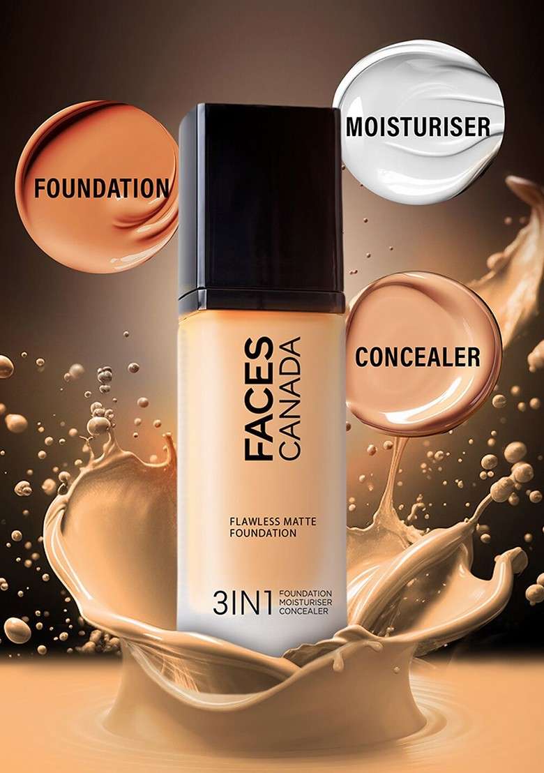 Faces Canada 3 In 1 Flawless Matte Foundation 30Ml Golden Beige 032 - Indya