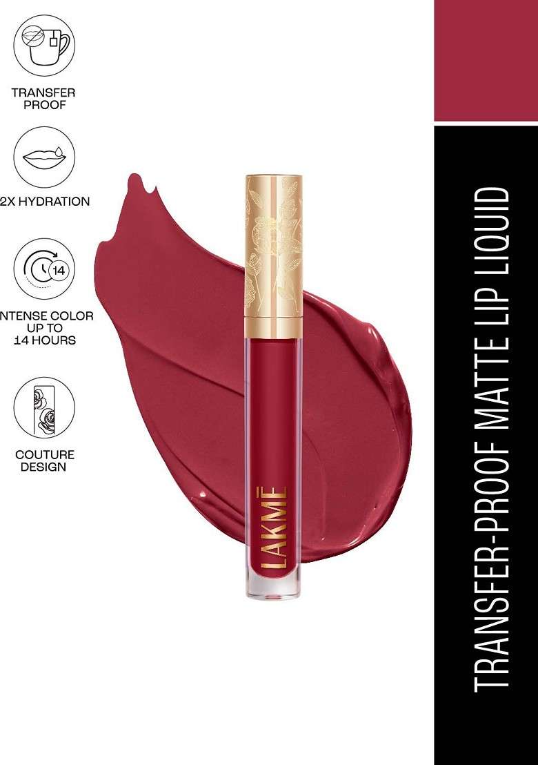 Lakme Rouge Bloom Hydrating Waterproof Matte Liquid Lipstick 3 5Ml Regal Rose 102 - Indya