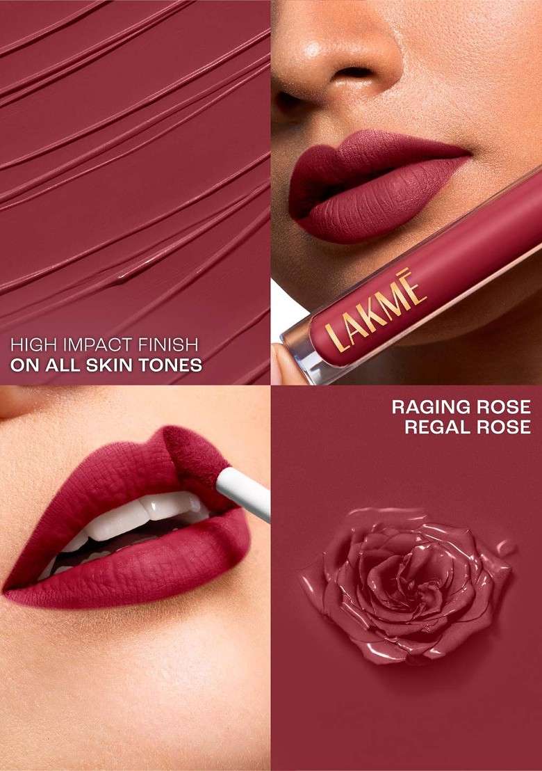 Lakme Rouge Bloom Hydrating Waterproof Matte Liquid Lipstick 3 5Ml Regal Rose 102 - Indya