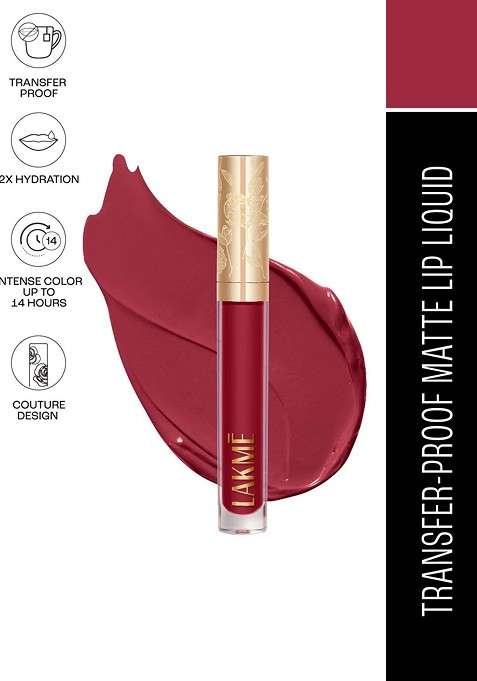 Lakme Rouge Bloom Hydrating Waterproof Matte Liquid Lipstick 3 5Ml Regal Rose 102