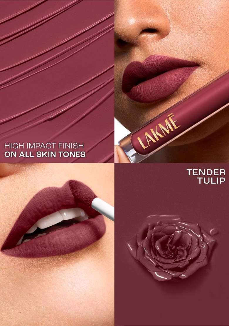 Lakme Rouge Bloom Hydrating Waterproof Matte Liquid Lipstick 3 5Ml Tender Tulip 303 - Indya