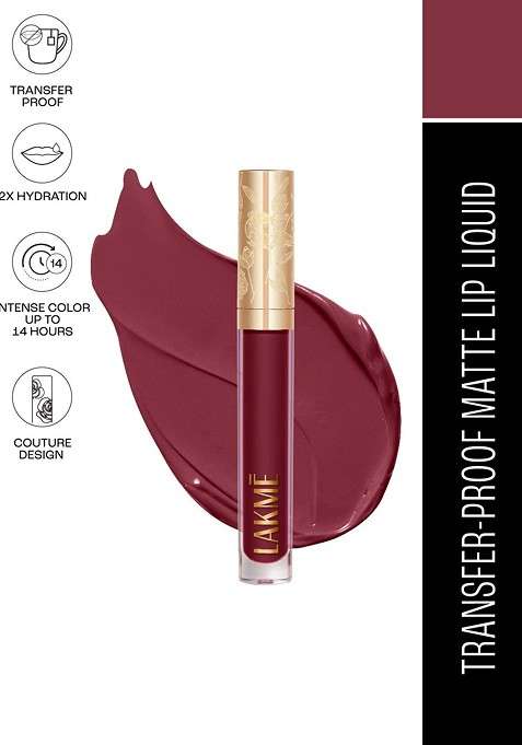 Lakme Rouge Bloom Hydrating Waterproof Matte Liquid Lipstick 3 5Ml Tender Tulip 303