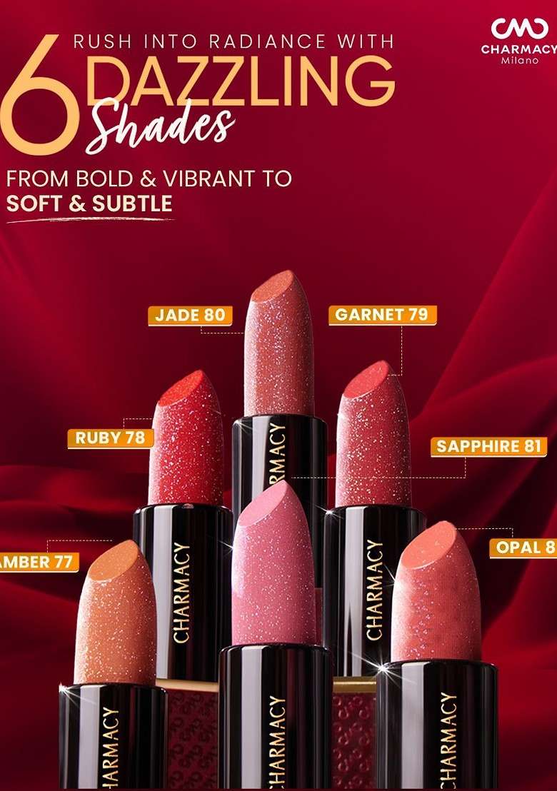 Charmacy Milano Diamond Rush Lipstick With Argan Oil 3 8 G Jade 80 - Indya