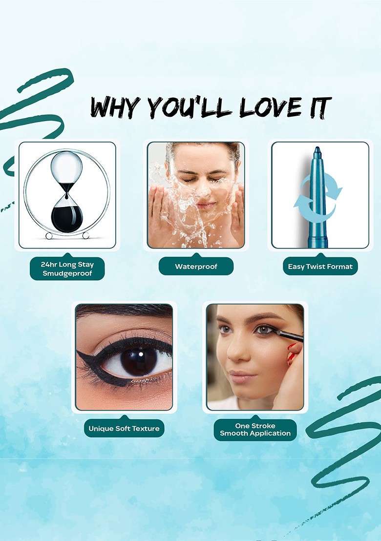 Faces Canada Waterproof Ultime Pro Twist Eye Kajal Liner 0 35 G Green 06 - Indya