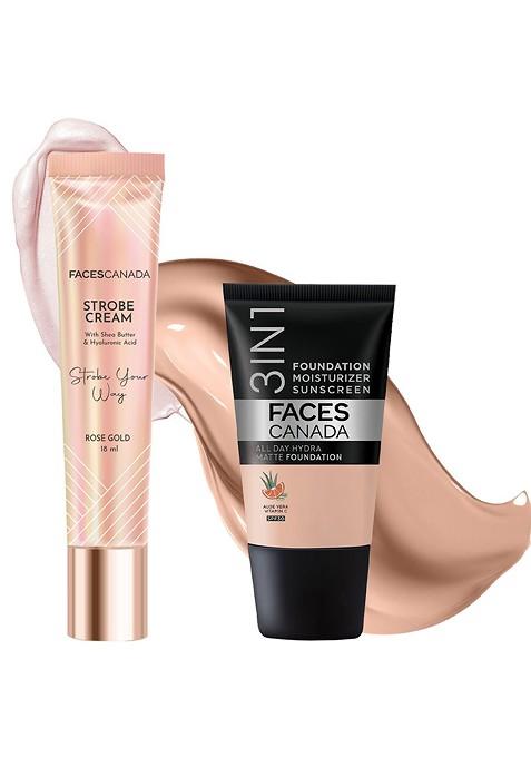 Faces Canada Set Of 2 Stroke Your Way Strobe Cream All Day Hydra Foundation