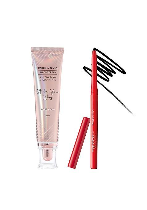 Faces Canada Strobe Cream Rose Gold 30 Ml Magneteyes Kajal 0 35 G Black