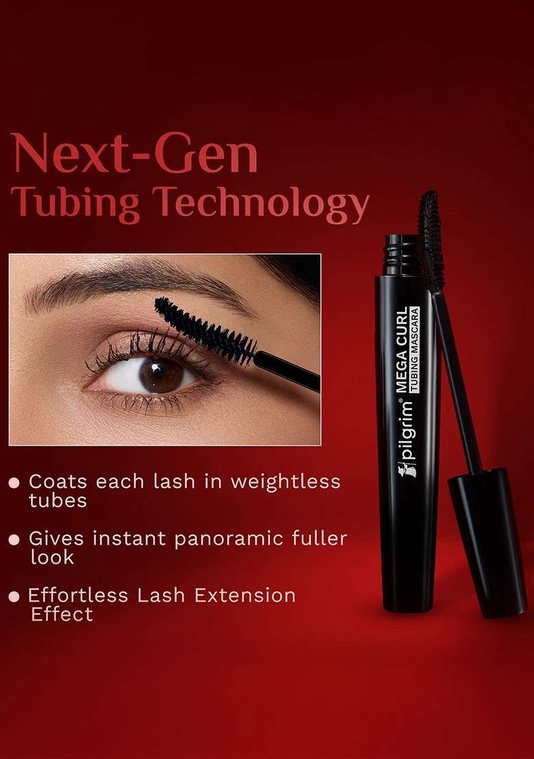 Pilgrim Mega Curl Tubing Smudge Proof Mascara 5Ml Black Icon 01 - Indya