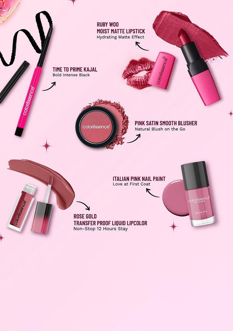 Coloressence Set Of 5 Lipstick Blush Nail Paint Kajal Cupid'S Collection Makeup Kit