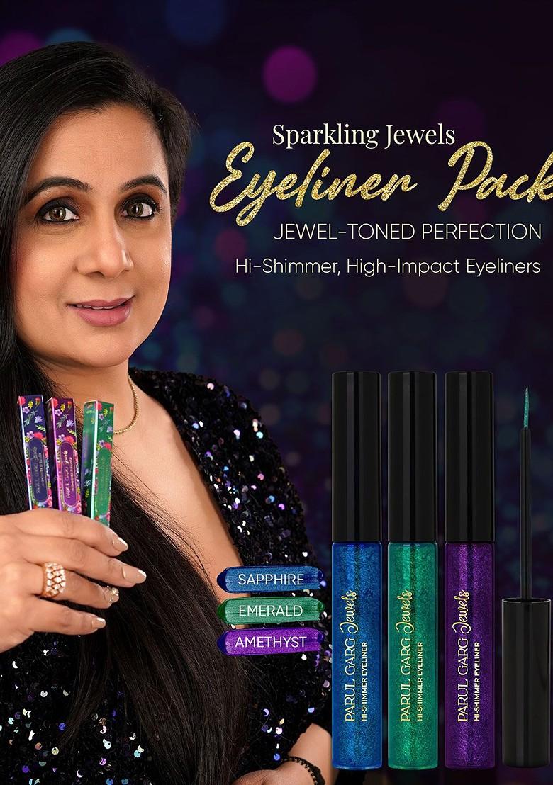 Parul Garg Set Of 3 Hi Shimmer Liquid Eyeliners 5 Ml Each Amethyst Sapphire Emerald
