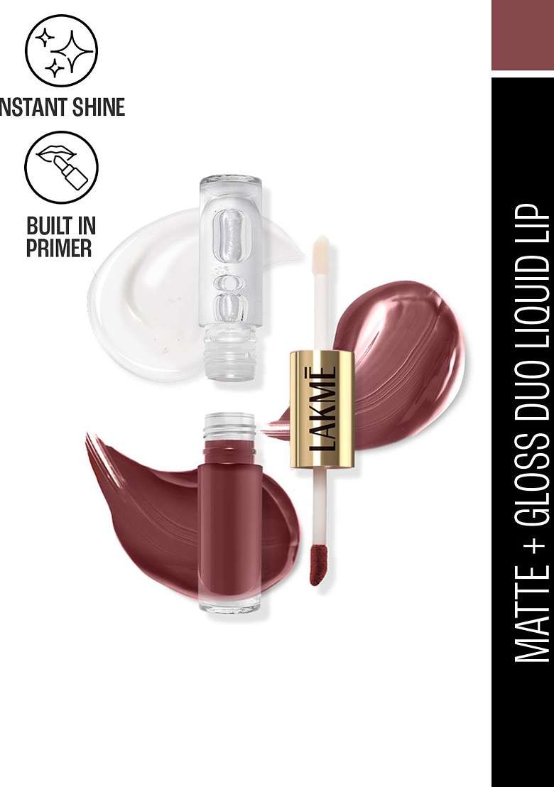 Lakme 9To5 Matte To Glass 2 In 1 Transferproof Liquid Lip Color 7 6Ml Beachy Vibe Mn01 - Indya