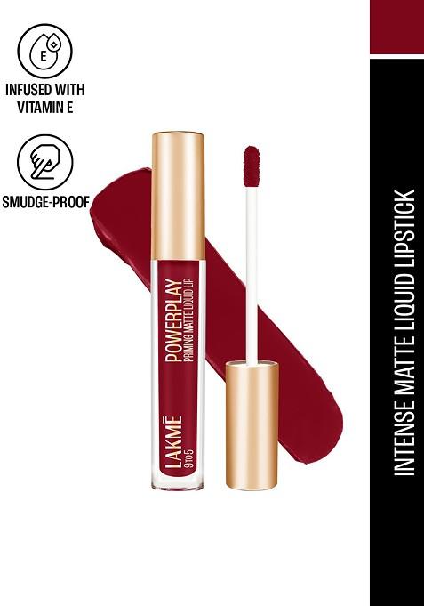 Lakme 9To5 Powerplay Priming Matte Liquid Lip Color With Vit E 4 2Ml Deep Maroon Mr4