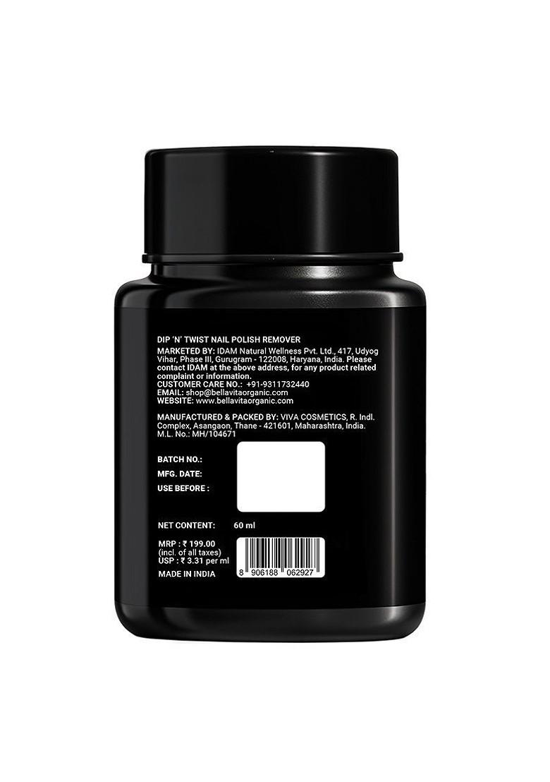 Bella Vita Organic Dip 'N' Twist Nail Polish Remover With Vitamin E And Almond Oil 60 Ml