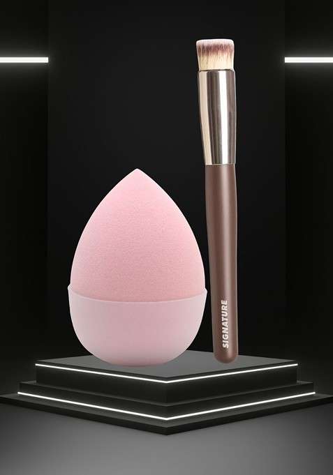 Basicare Set Of 2 Beauty Blender With Makeup Brush