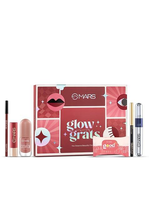 Mars Glow Grats Makeup Kit Kajal Mascara Lipstick Lip Liner Nail Polish Free Wipes