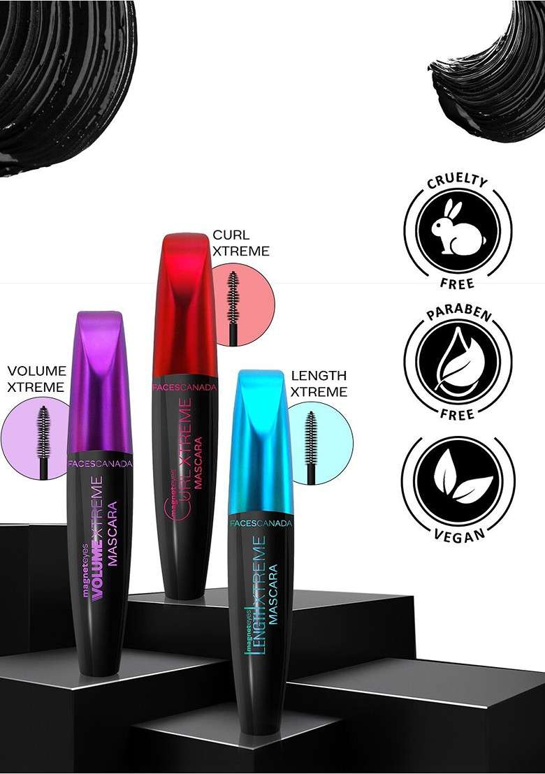 Faces Canada Magneteyes Curl Xtreme Waterproof Mascara With Jojoba Oil 8 G Black - Indya